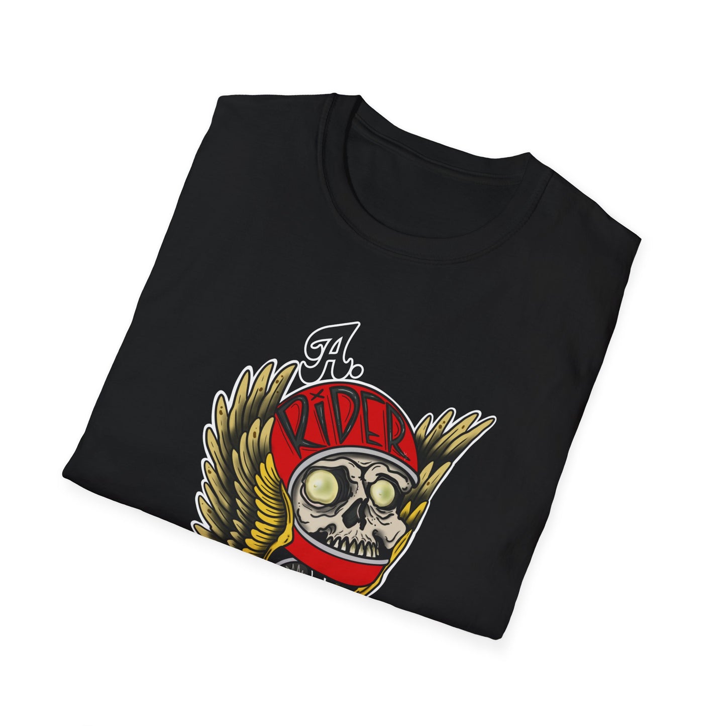 Custom Skull Winged Design Unisex Softstyle T-Shirt, Edgy Graphic Tee, Gift for Bikers, Casual Wear, Vintage Style