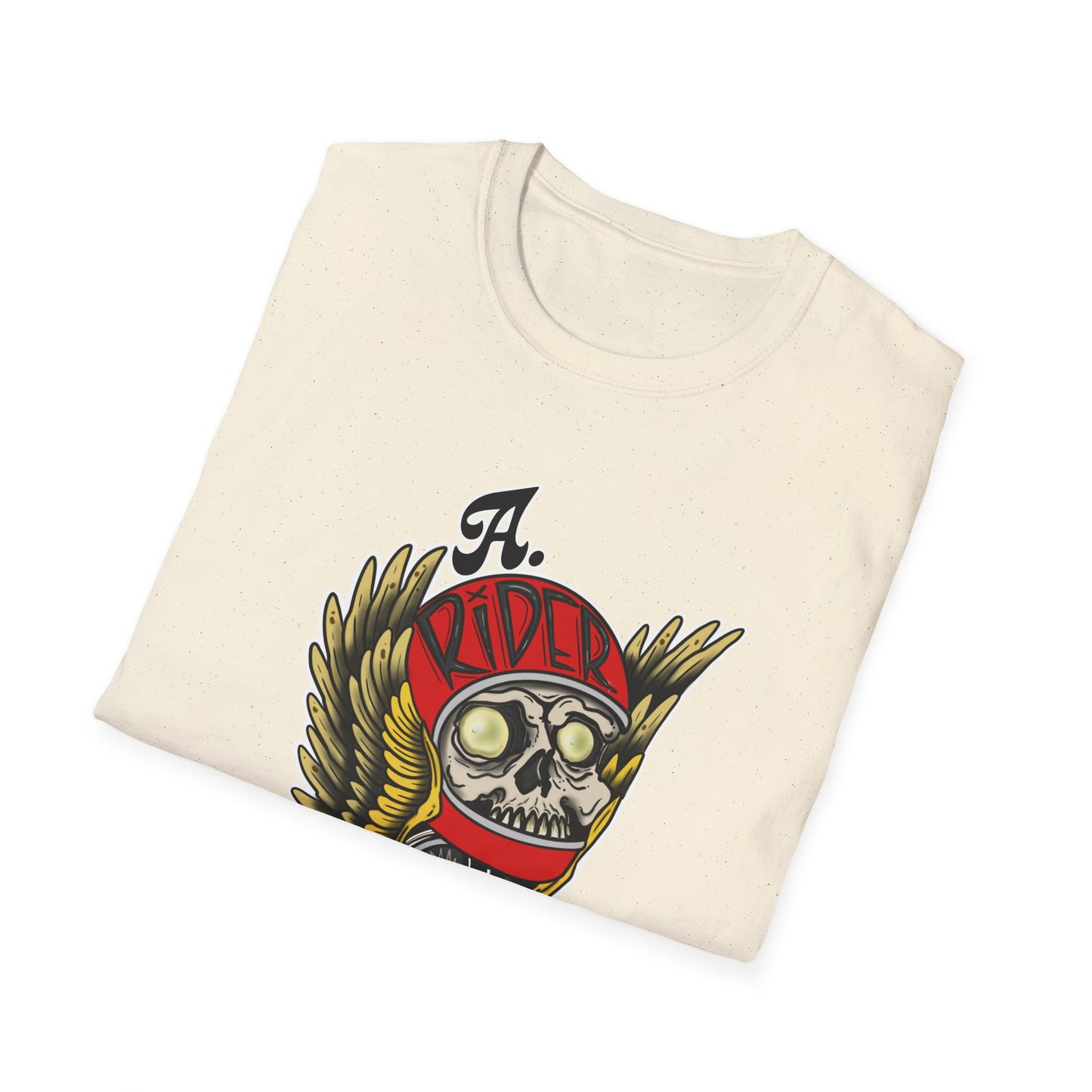 Custom Skull Winged Design Unisex Softstyle T-Shirt, Edgy Graphic Tee, Gift for Bikers, Casual Wear, Vintage Style