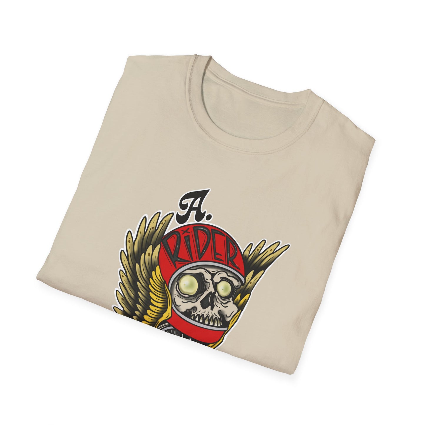 Custom Skull Winged Design Unisex Softstyle T-Shirt, Edgy Graphic Tee, Gift for Bikers, Casual Wear, Vintage Style