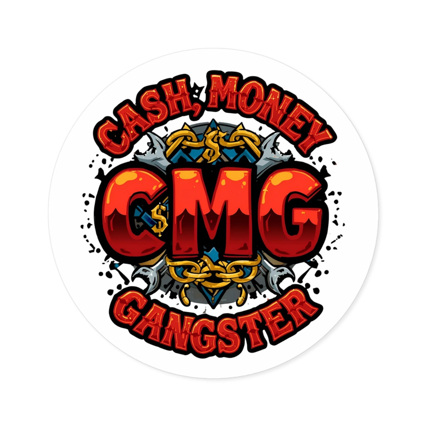 Cash Money Gangster Round Stickers - Indoor/Outdoor