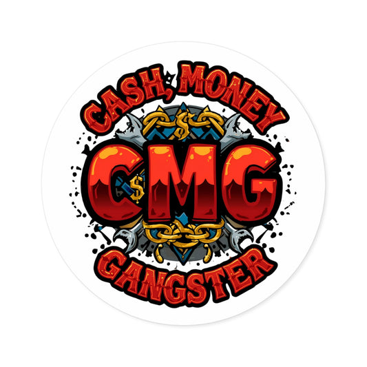 Cash Money Gangster Round Stickers - Indoor/Outdoor